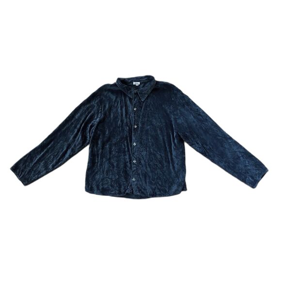 CP SHADES Black Crushed Velvet Button Up Shirt Top Women's Size Medium - Picture 3 of 10